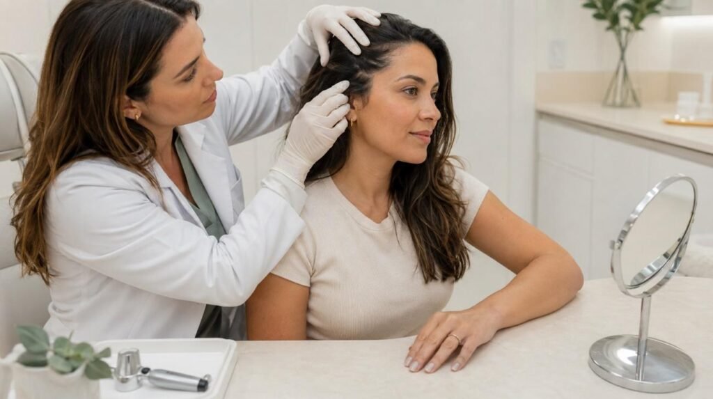 Consulta dermatológica integrada sobre saúde da pele, dos cabelos e das unhas com a Dra. Paula Cabral em Recife.